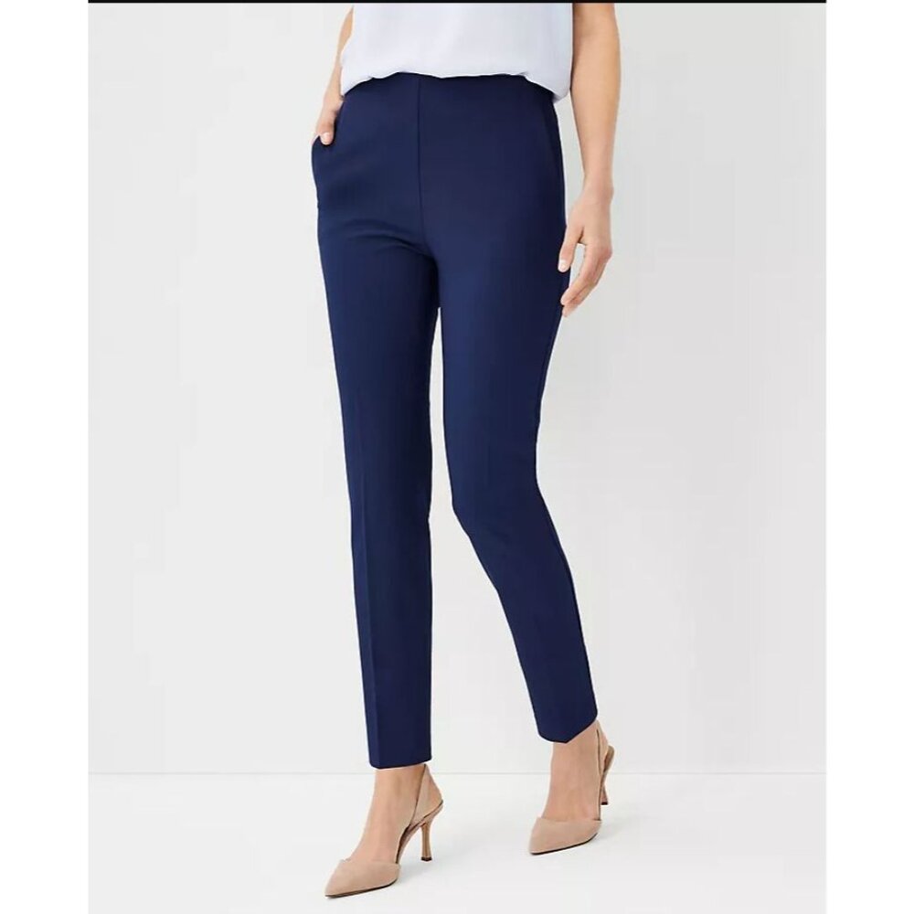 Ann Taylor Womens 8 Side Zip‎ Ankle Pant Blue Slim Fit Career Business
